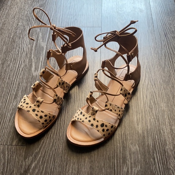 Dolce Vita Leopard Calf Hair Sandals - Picture 2 of 10